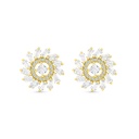 Sterling Silver 925 Earring Gold Plated Embedded With White CZ