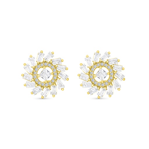 [EAR02WCZ00000B720] Sterling Silver 925 Earring Gold Plated Embedded With White CZ