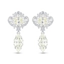 Sterling Silver 925 Earring Rhodium Plated Embedded With Yellow Zircon And White CZ