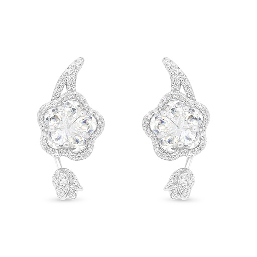 [EAR01WCZ00000B731] Sterling Silver 925 Earring Rhodium Plated Embedded With White CZ