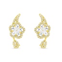 Sterling Silver 925 Earring Gold Plated Embedded With White CZ