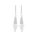 Sterling Silver 925 Earring Rhodium Plated Embedded With White CZ