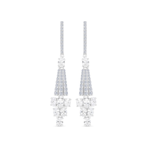 [EAR01WCZ00000B733] Sterling Silver 925 Earring Rhodium Plated Embedded With White CZ