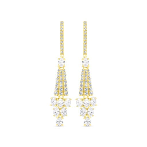 [EAR02WCZ00000B733] Sterling Silver 925 Earring Gold Plated Embedded With White CZ