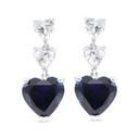 Sterling Silver 925 Earring Rhodium Plated Embedded With Sapphire Corundum And White CZ