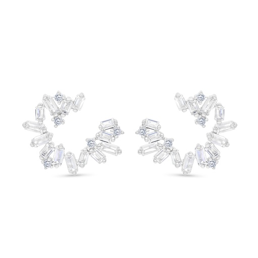 [EAR01WCZ00000B735] Sterling Silver 925 Earring Rhodium Plated Embedded With White CZ