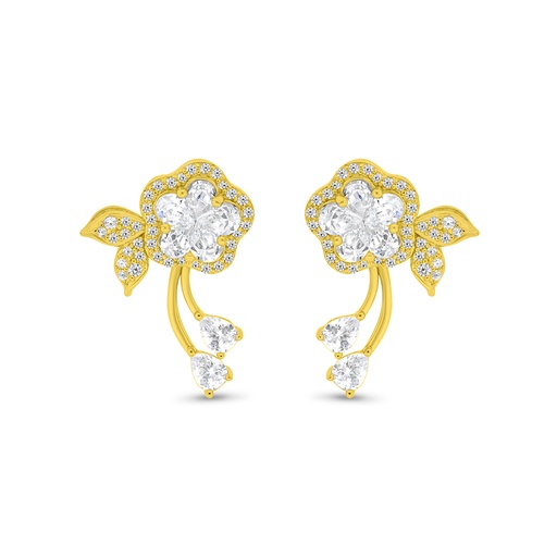 [EAR02WCZ00000B736] Sterling Silver 925 Earring Gold Plated Embedded With White CZ
