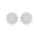 Sterling Silver 925 Earring Rhodium Plated Embedded With White CZ