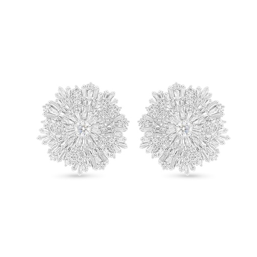 [EAR01WCZ00000B738] Sterling Silver 925 Earring Rhodium Plated Embedded With White CZ