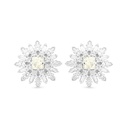 Sterling Silver 925 Earring Rhodium Plated Embedded With Yellow Zircon And White CZ