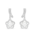 Sterling Silver 925 Earring Rhodium Plated Embedded With White CZ