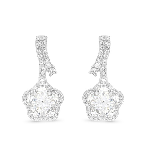 [EAR01WCZ00000B741] Sterling Silver 925 Earring Rhodium Plated Embedded With White CZ