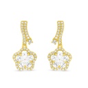 Sterling Silver 925 Earring Gold Plated Embedded With White CZ