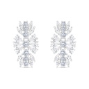 Sterling Silver 925 Earring Rhodium Plated Embedded With White CZ