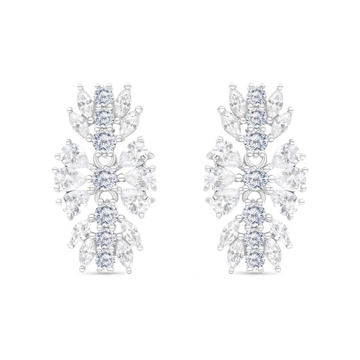 [EAR01WCZ00000B742] Sterling Silver 925 Earring Rhodium Plated Embedded With White CZ