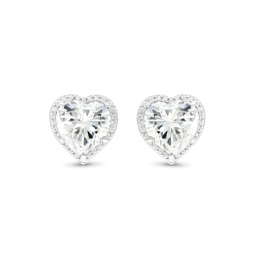 [EAR01CIT00WCZB744] Sterling Silver 925 Earring Rhodium Plated Embedded With Yellow Zircon And White CZ