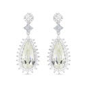 Sterling Silver 925 Earring Rhodium Plated Embedded With Yellow Zircon And White CZ