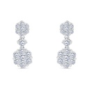 Sterling Silver 925 Earring Rhodium Plated Embedded With White CZ