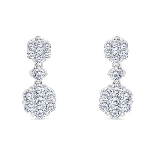 [EAR01WCZ00000B752] Sterling Silver 925 Earring Rhodium Plated Embedded With White CZ