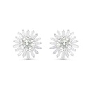 Sterling Silver 925 Earring Rhodium Plated Embedded With Yellow Zircon And White CZ