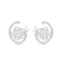 Sterling Silver 925 Earring Rhodium Plated Embedded With White CZ