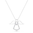 Sterling Silver 925 Necklace Rhodium Plated Embedded With White CZ