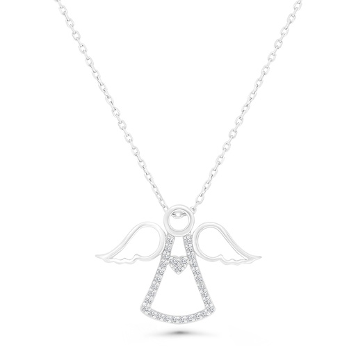 [NCL01WCZ00000A665] Sterling Silver 925 Necklace Rhodium Plated Embedded With White CZ