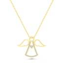 Sterling Silver 925 Necklace Gold Plated Embedded With White CZ