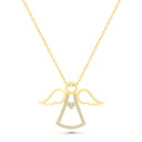 Sterling Silver 925 Necklace Gold Plated Embedded With White CZ