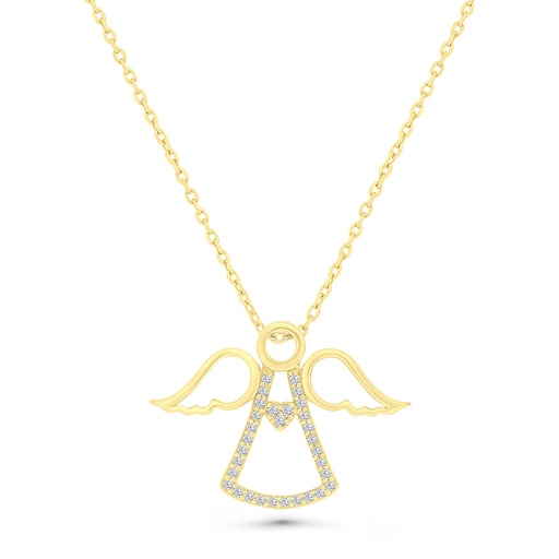 [NCL02WCZ00000A665] Sterling Silver 925 Necklace Gold Plated Embedded With White CZ