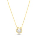 Sterling Silver 925 Necklace Gold Plated Embedded With White CZ