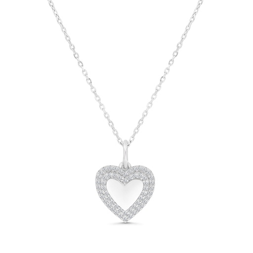 [NCL01WCZ00000A703] Sterling Silver 925 Necklace Rhodium Plated Embedded With White CZ