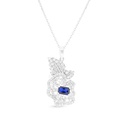 Sterling Silver 925 Necklace Rhodium Plated Embedded With Sapphire Corundum And White CZ