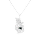 Sterling Silver 925 Necklace Rhodium Plated Embedded With Emerald Zircon And White CZ