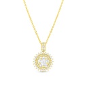 Sterling Silver 925 Necklace Gold Plated Embedded With White CZ