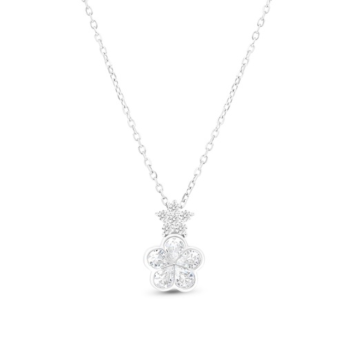 [NCL01WCZ00000A721] Sterling Silver 925 Necklace Rhodium Plated Embedded With White CZ