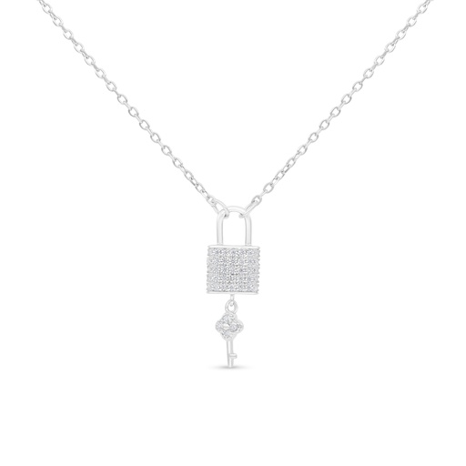 [NCL01WCZ00000A728] Sterling Silver 925 Necklace Rhodium Plated Embedded With White CZ