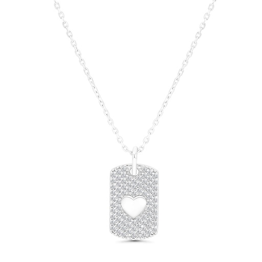 [NCL01WCZ00000A733] Sterling Silver 925 Necklace Rhodium Plated Embedded With White CZ