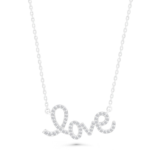 [NCL01WCZ00000A734] Sterling Silver 925 Necklace Rhodium Plated Embedded With White CZ