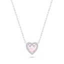 Sterling Silver 925 Necklace Rhodium Plated Embedded With pink Zircon And White CZ