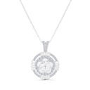 Sterling Silver 925 Necklace Rhodium Plated Embedded With White CZ