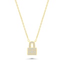 Sterling Silver 925 Necklace Gold Plated Embedded With White CZ