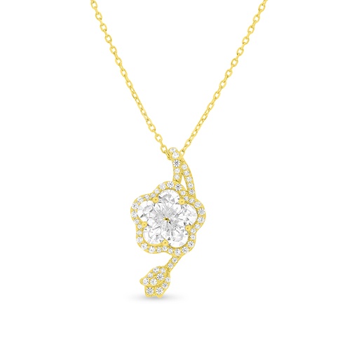 [NCL02WCZ00000A761] Sterling Silver 925 Necklace Gold Plated Embedded With White CZ
