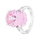 Sterling Silver 925 Ring Rhodium Plated Embedded With Pink Zircon