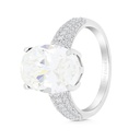 Sterling Silver 925 Ring Rhodium Plated Embedded With Yellow Zircon And White CZ