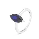 Sterling Silver 925 Ring Rhodium Plated Embedded With Sapphire Corundum