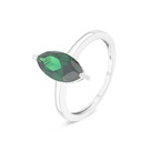 Sterling Silver 925 Ring Rhodium Plated Embedded With Emerald Zircon