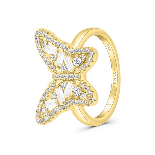 Sterling Silver 925 Ring Gold Plated Embedded With White CZ