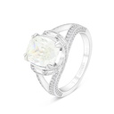 Sterling Silver 925 Ring Rhodium Plated Embedded With Yellow Zircon And White CZ