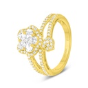 Sterling Silver 925 Ring Gold Plated Embedded With White CZ